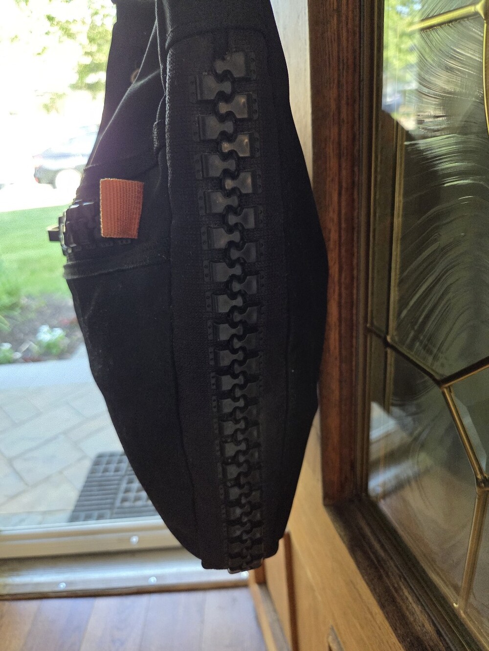 Rusk Black Canvas and Nylon Shoulder Bag with Huge Zipper Accents - Picture 3 of 5
